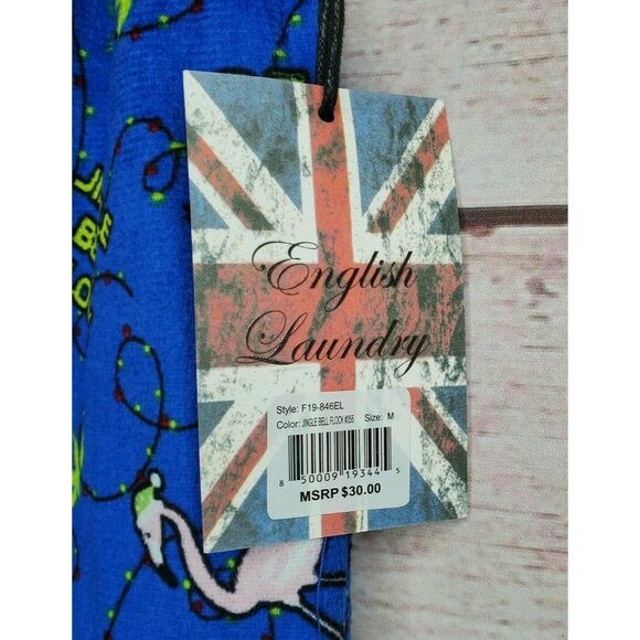 English Laundry Jingle Bell Flock Lounge P.J Flamingo Medium Pants Soft Fleece - Picture 3 of 10